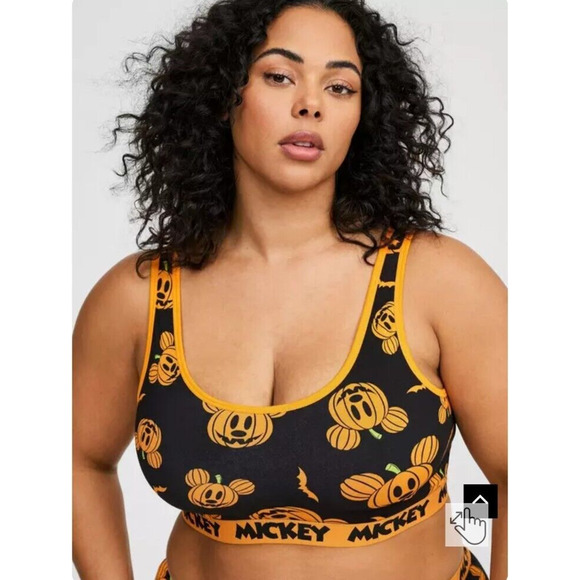 Torrid 3 Disney Mickey Mouse Halloween Pumpkin Bralette Plus 3X Orange Black NWT - Picture 3 of 3